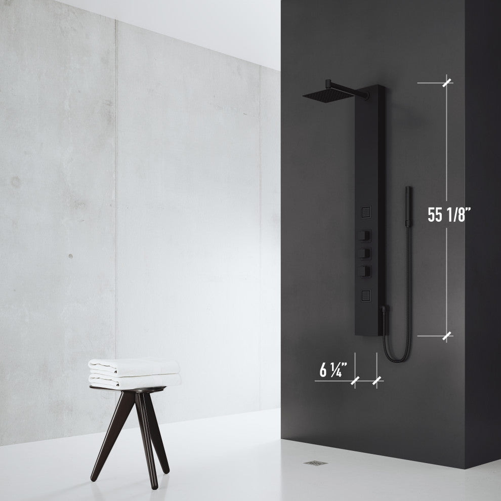 VIGO Rector 2-Jet Shower Panel with Shower Head, Matte Black