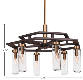 Salinda 6-Light Chandelier, Espresso & Brass/Clear Bubble