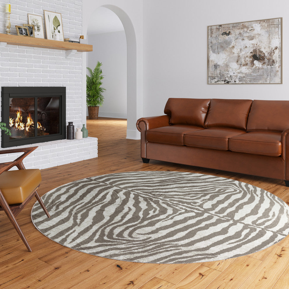 Akina AK1 Mocha 8' x 8' Round Rug