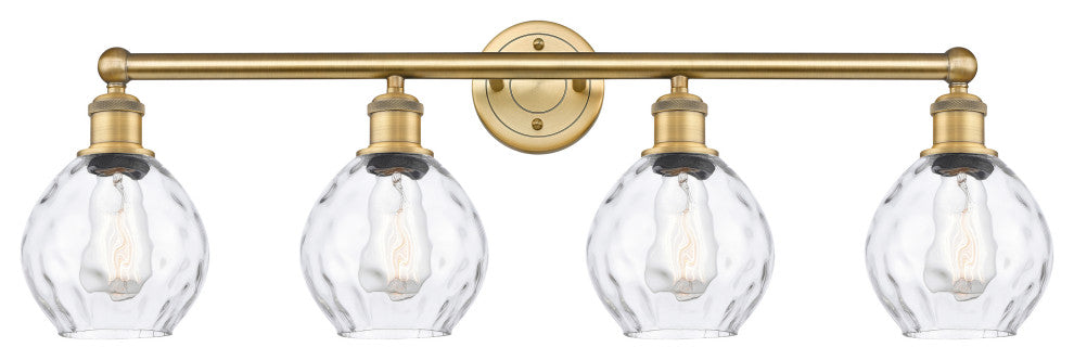Waverly 4-Light 33" Bath Vanity Light, Brushed Brass Finish, Clear Shade