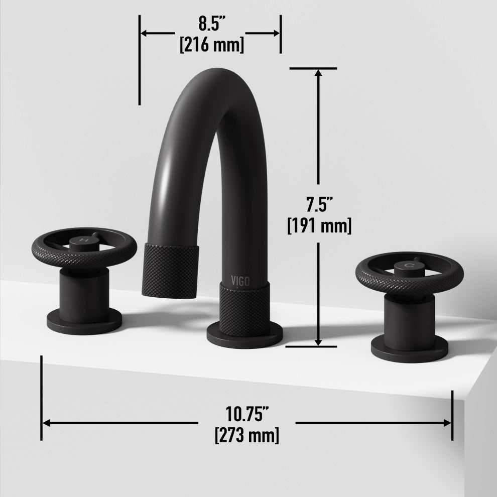 VIGO Wythe 8" H 2-Handle Widespread Bathroom Faucet, Matte Black