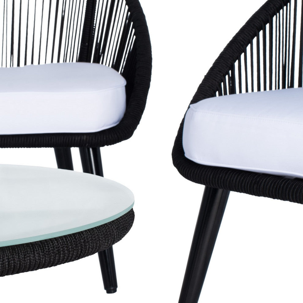 Safavieh Outdoor Halcott 4 Piece Living Set Grey / White