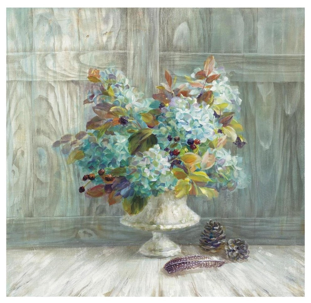 "Rustic Florals Blue" Digital Paper Print by Danhui Nai, 26"x26"