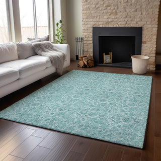 Premium Machine Washable Mayfield AMF662 Teal 8' x 10' Rug