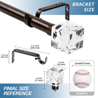 1" Diameter Cut Ice Single Drapery Curtain Rod, Bronze, 28"-48"