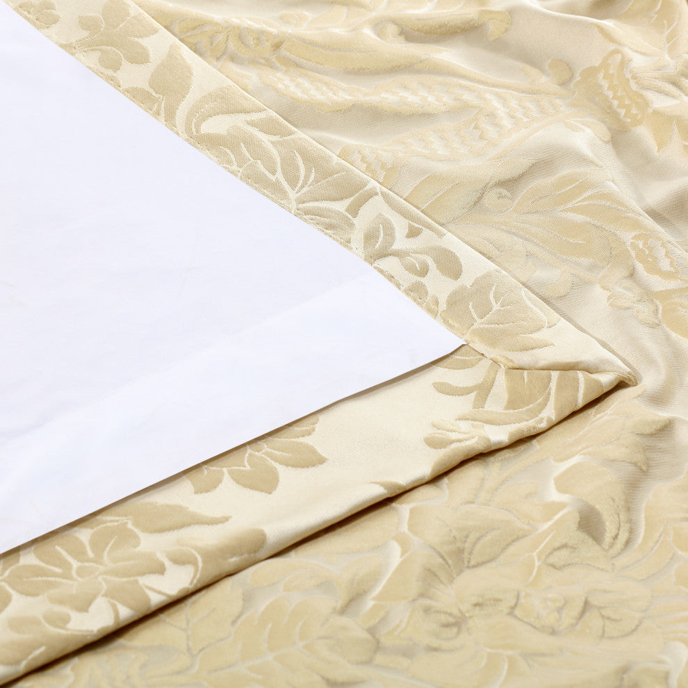Magdelena Champagne FauxSilk Jacquard Curtain Single Panel, 50"x84"