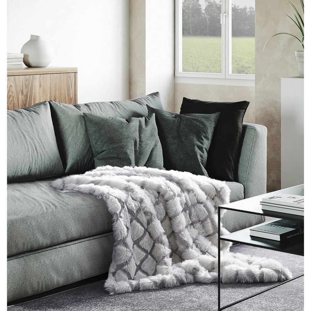 Inspired Home Cambree Throw Luxuriously Soft, Acrylic 50"x60", Gray
