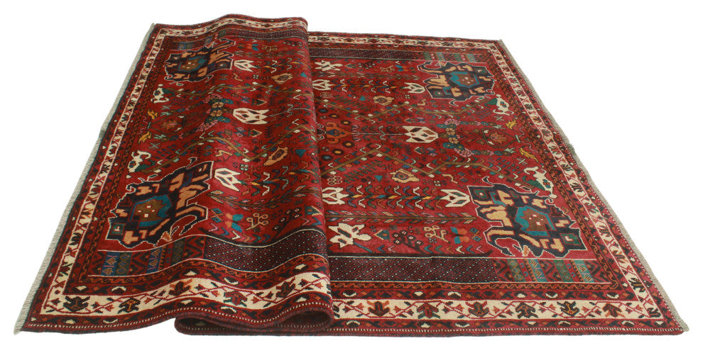 Fine Vintage Distressed Femi Red Rug