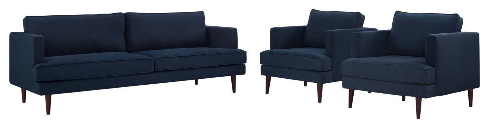 Agile 3 Piece Upholstered Fabric Set Blue