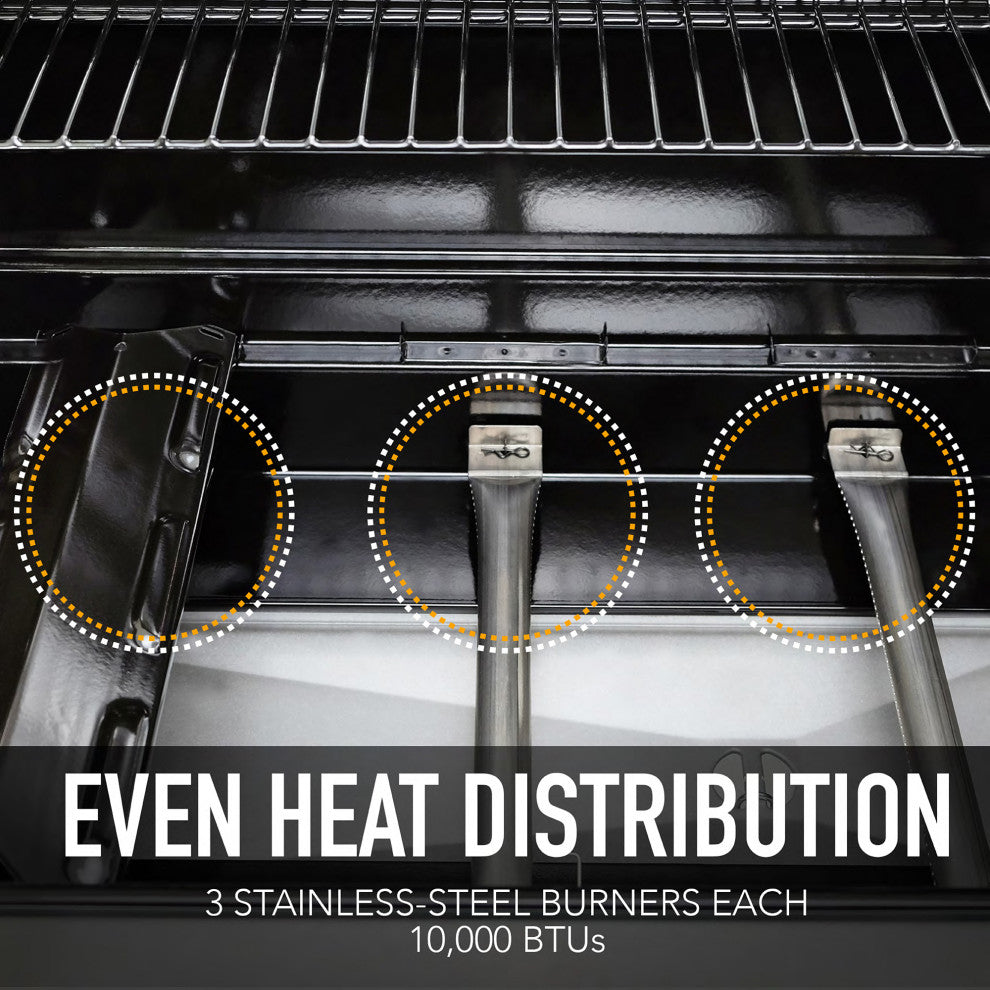 Kenmore 3 Burner Gas Grill with Side Shelves, Azura