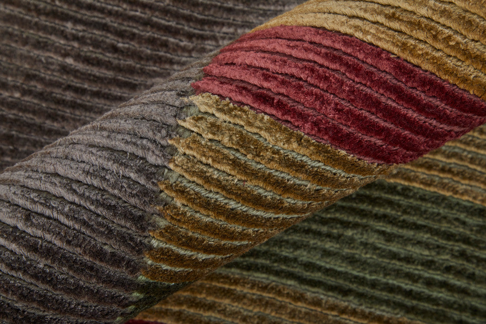 Weave & Wander Keystone Hand Knot Color Block Rug, Brown, 5'6"x8'6"