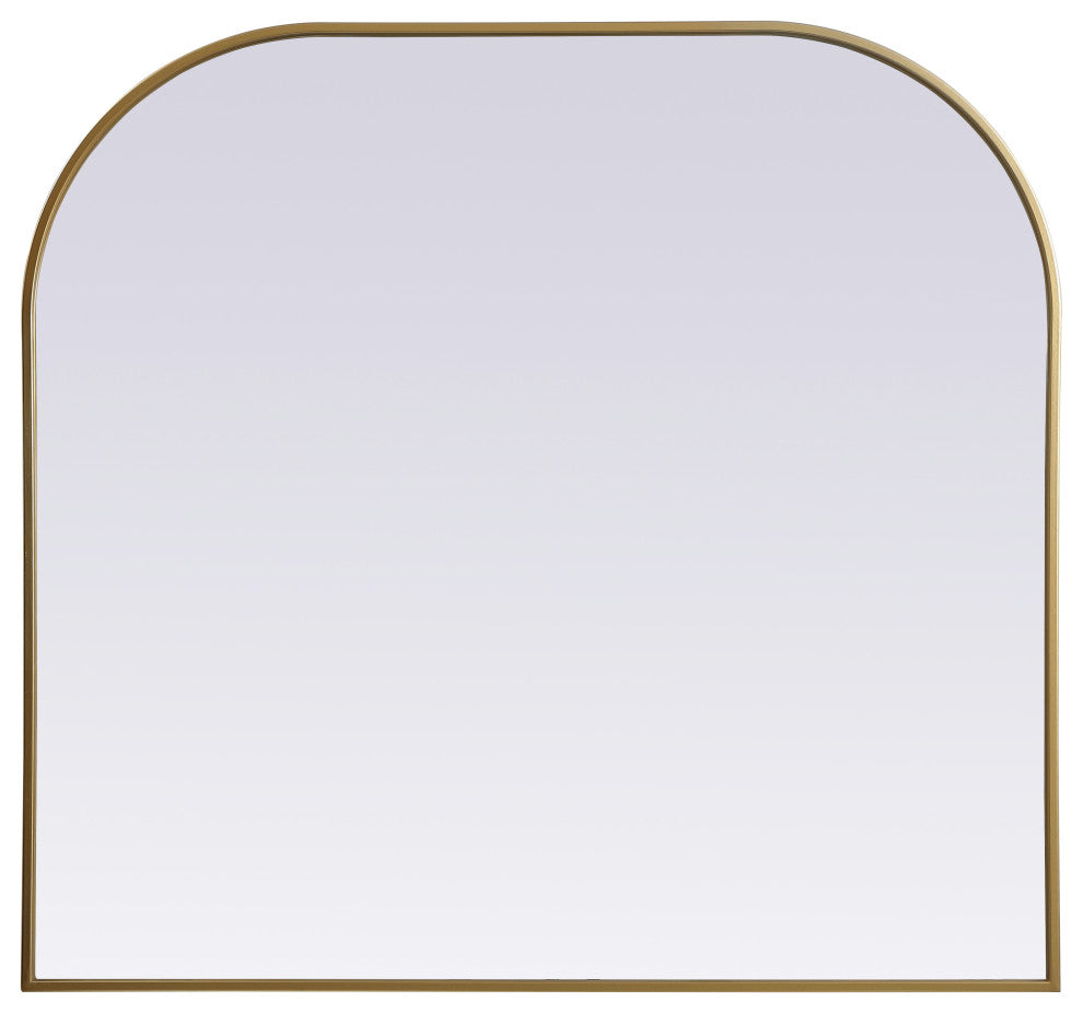 Metal Frame Arch Mirror 40X38 Inch, Brass
