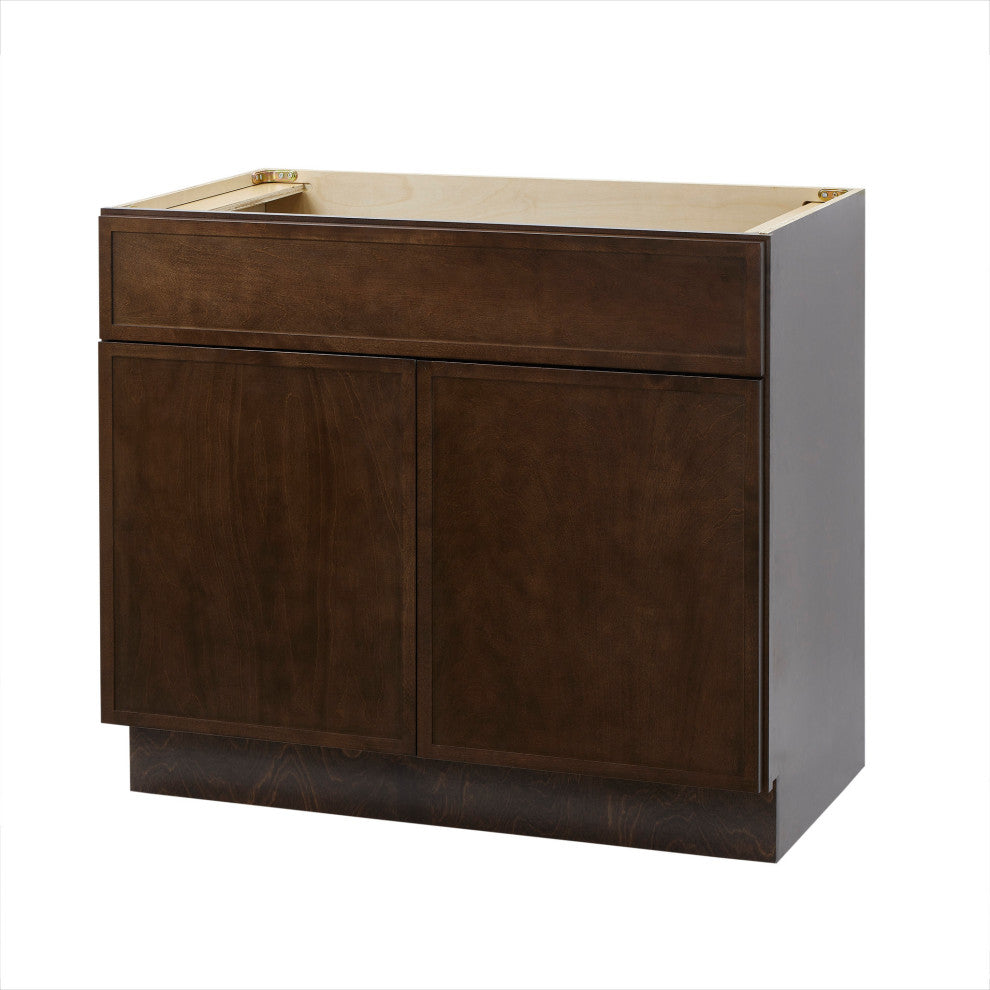 Vanity Art Birch Plywood Single Base Storage Cabinet, Brown, 36"