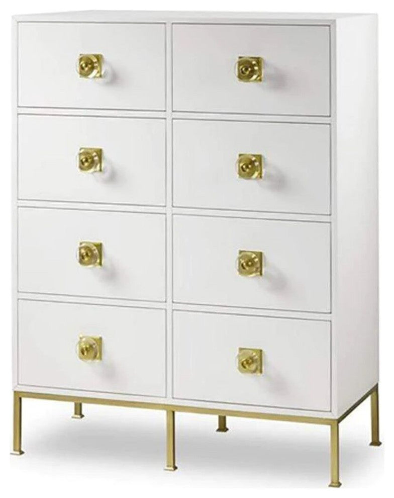 Sonder Living Formal Chest 8 Drawer | White Lacquer