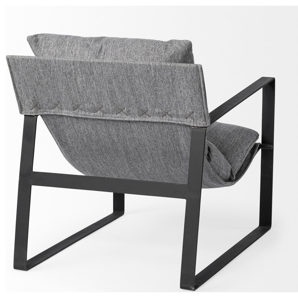 Stone Gray and Black Metal Sling Chair