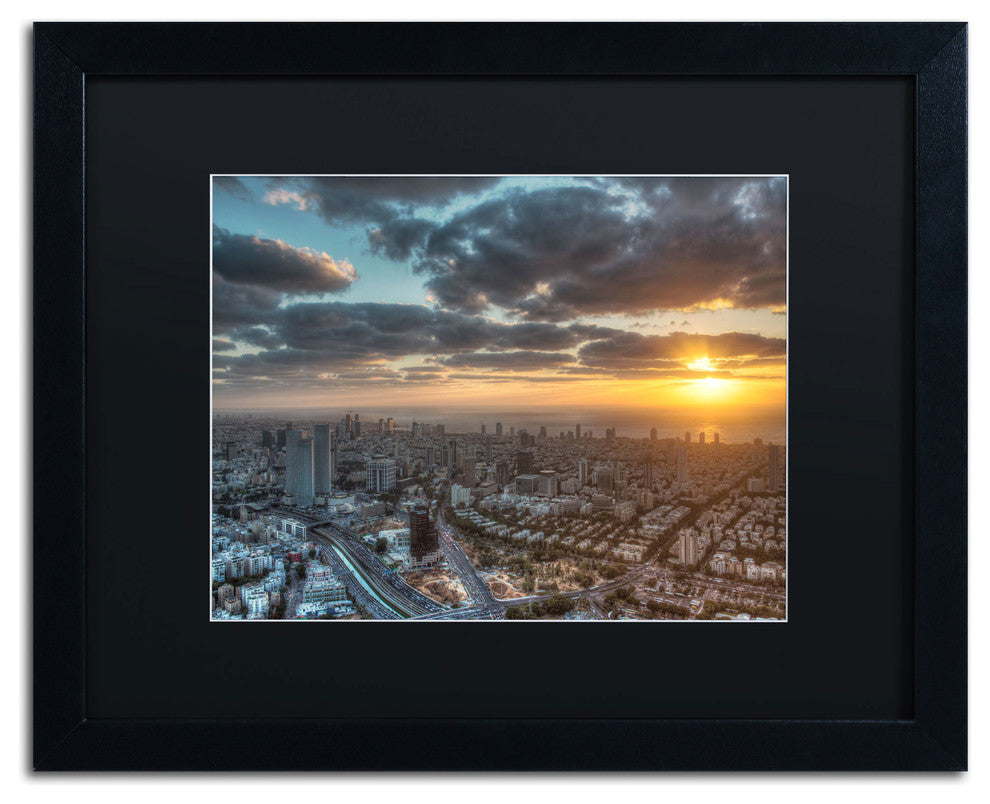 'Tel Aviv Israel - II' Matted Framed Canvas Art by David Ayash