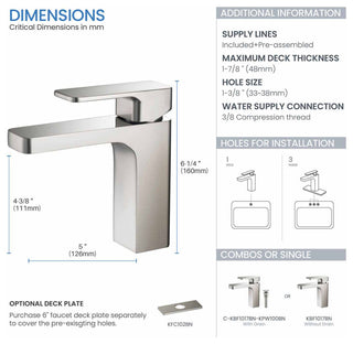 Blaze Single Handle Bathroom Sink Faucet, Brushed Nickel