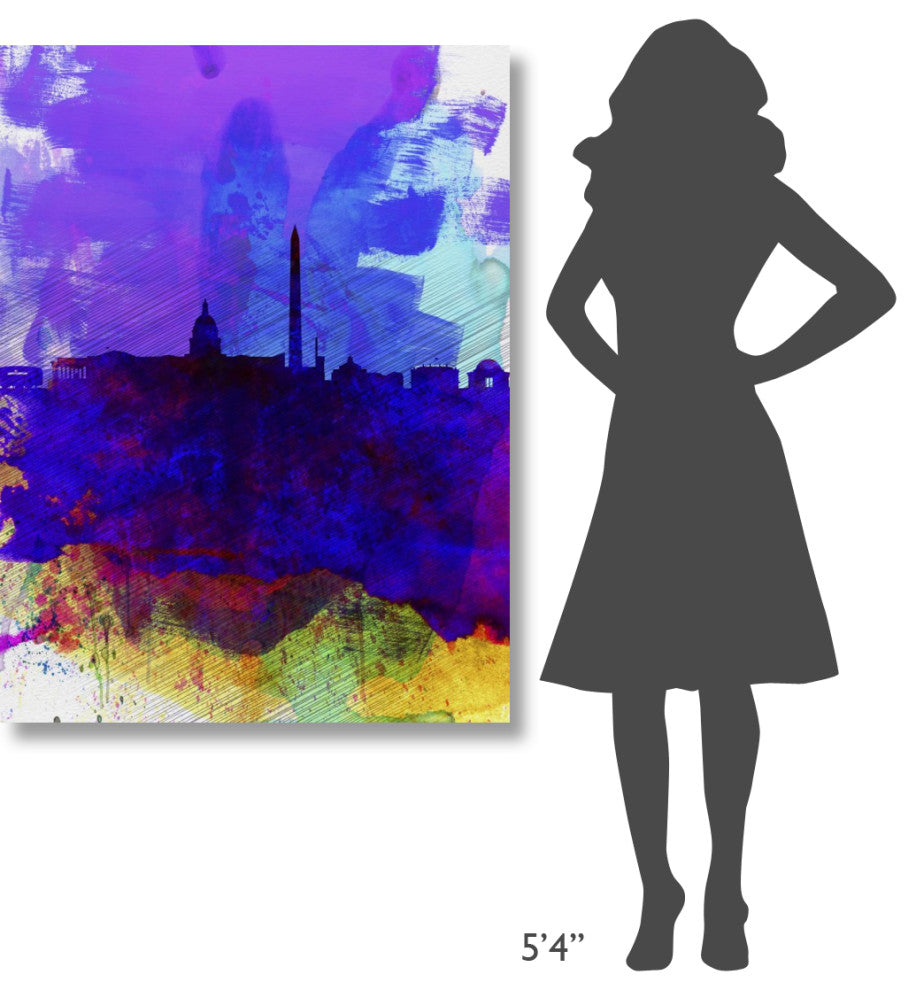 "Washington DC Watercolor Skyline 2" Fine Art Print