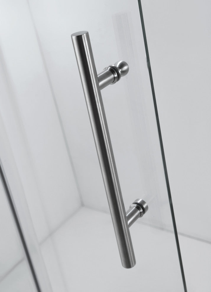 56"“60"Wx76" Frameless Sliding Shower Door With Clear Glass, Brushed Nickel