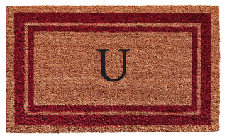 Burgundy Border 24"x36" Monogram Doormat, Letter U