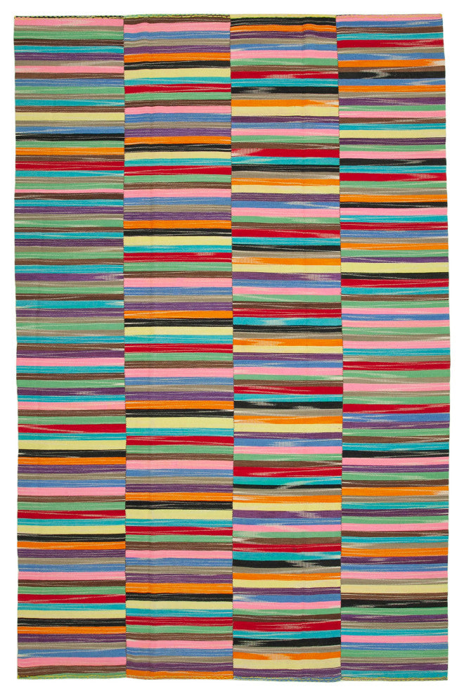 Rug N Carpet - Handmade Turkish 9' 0'' x 14' 2'' Modern Design Wool Kilim Rug