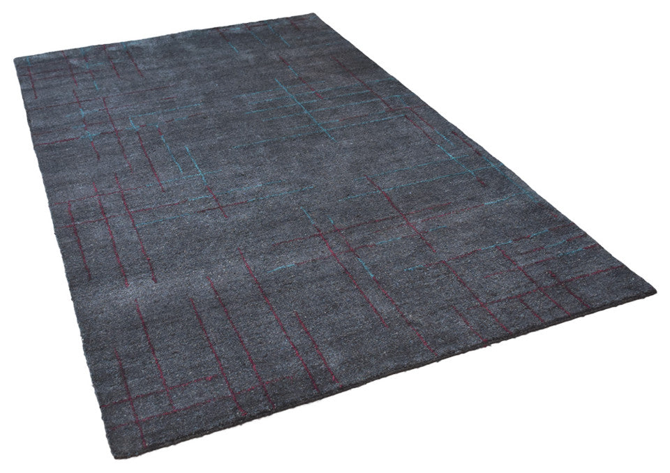 HAND KNOTTED LOOM SILK ECO-FRIENDLY RUG-6'x9',Rectangle,Charcoal Red,Contemporar
