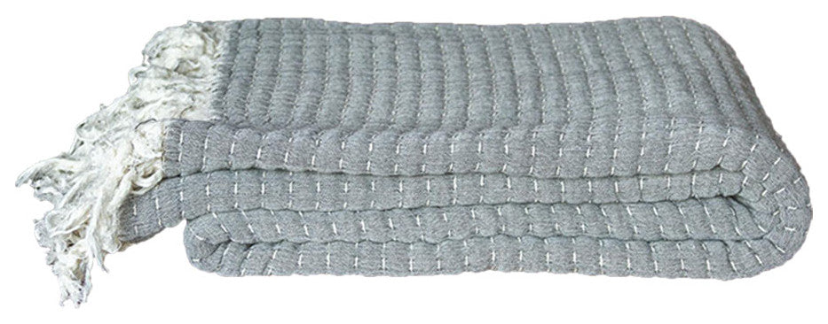 Pewter Quilted Hand-Loomed Cotton Throw