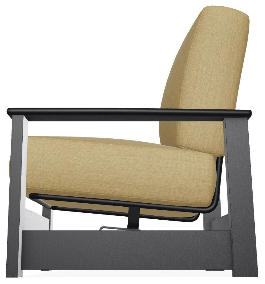 Leeward Deep Seat Outdoor Armchair with Hidden Motion, Stucco/Black