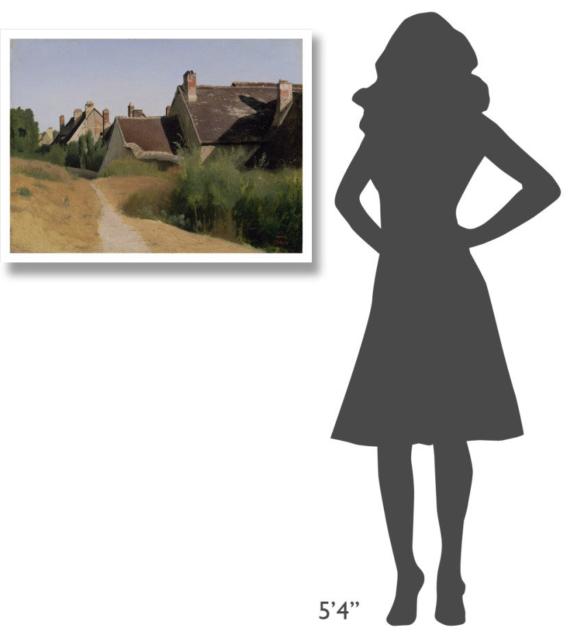 "Houses near Orleans" Paper Print by Jean-Baptiste-Camille Corot, 34"x26"