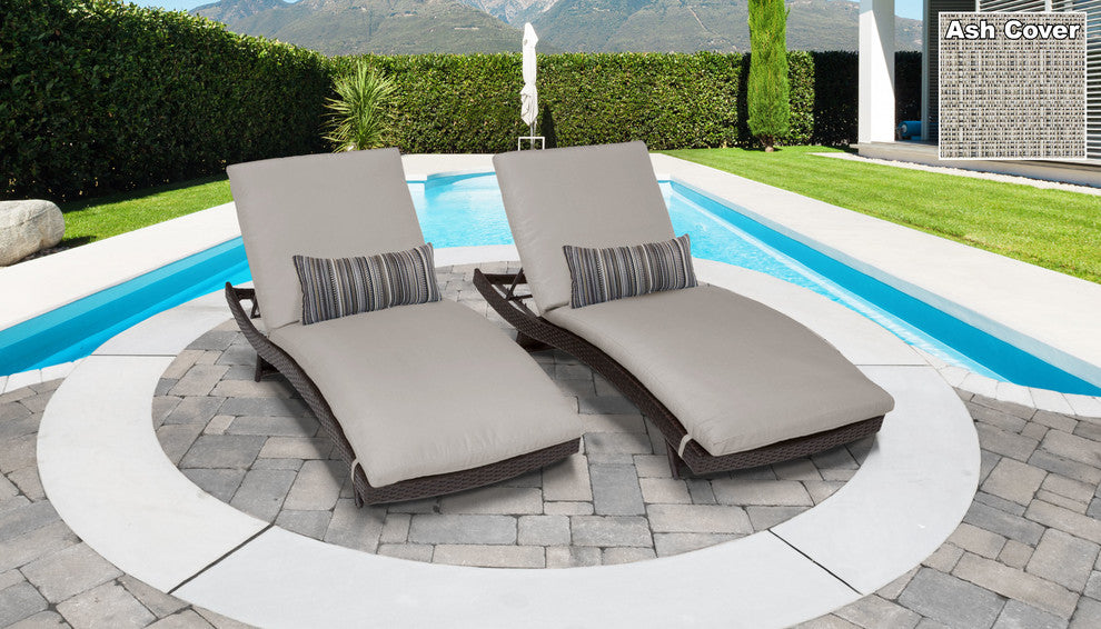 Belle Curved Chaise Set of 2 Outdoor Wicker Patio Furniture
