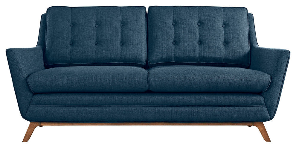 Beguile Upholstered Fabric Loveseat, Azure