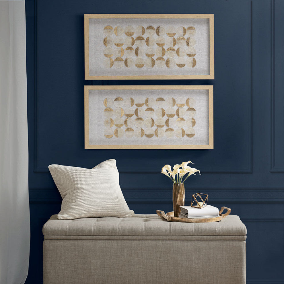 Madison Park Aurelian Emblem Capiz Shells Hand-Painted Detail 2-Piece Wall Decor
