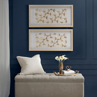 Madison Park Aurelian Emblem Capiz Shells Hand-Painted Detail 2-Piece Wall Decor