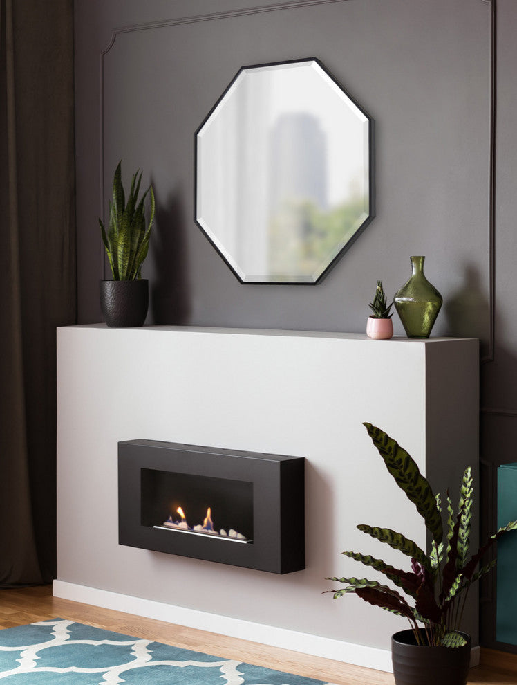 Rhodes Modern Octagon Mirror, Black 28.75x28.75