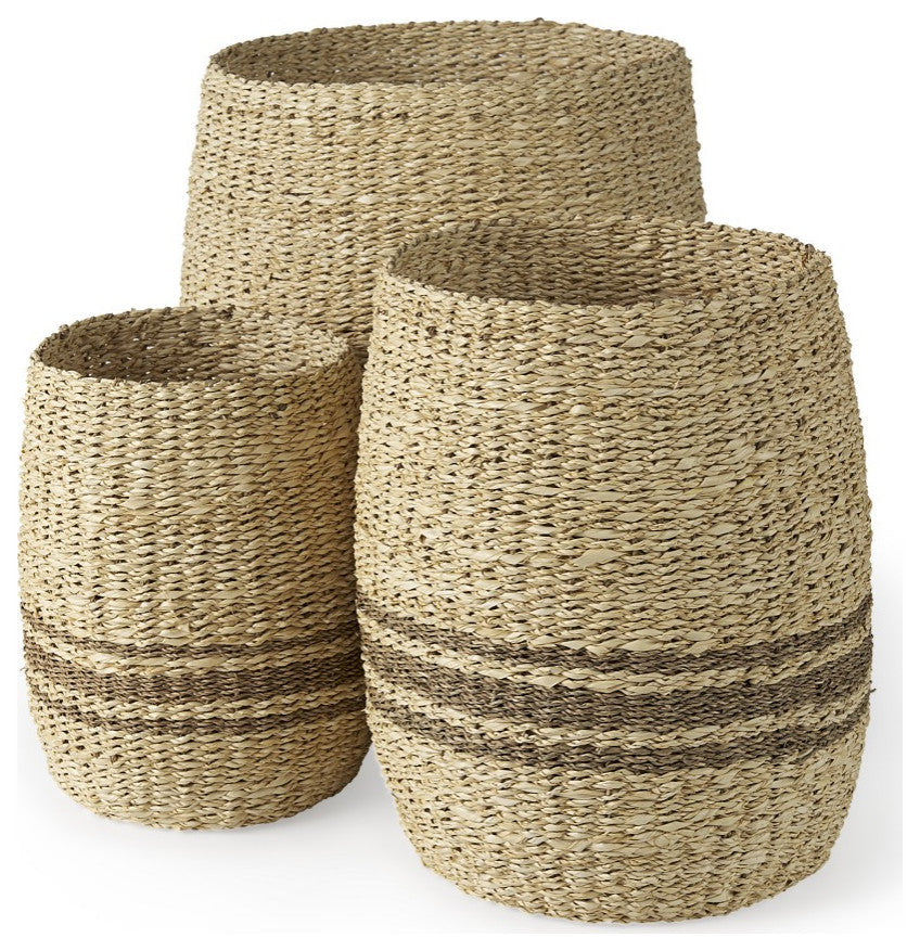 Set of Three Detailed Wicker Storage Baskets