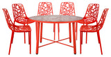 3-Piece Aluminum Outdoor Patio Dining Set with Table and 6 Stackable Chairs