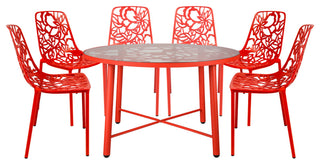 3-Piece Aluminum Outdoor Patio Dining Set with Table and 6 Stackable Chairs