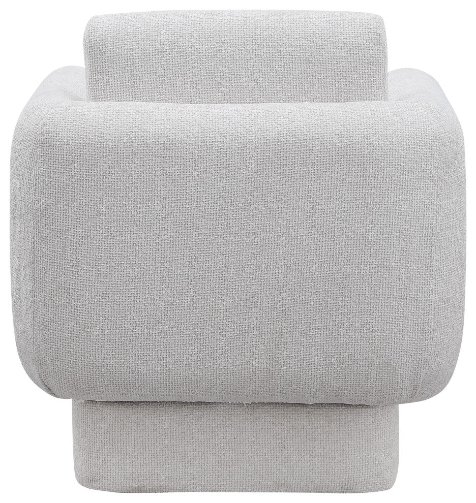 Alessandra Cream Chenille Fabric Swivel Accent Chair, Cream