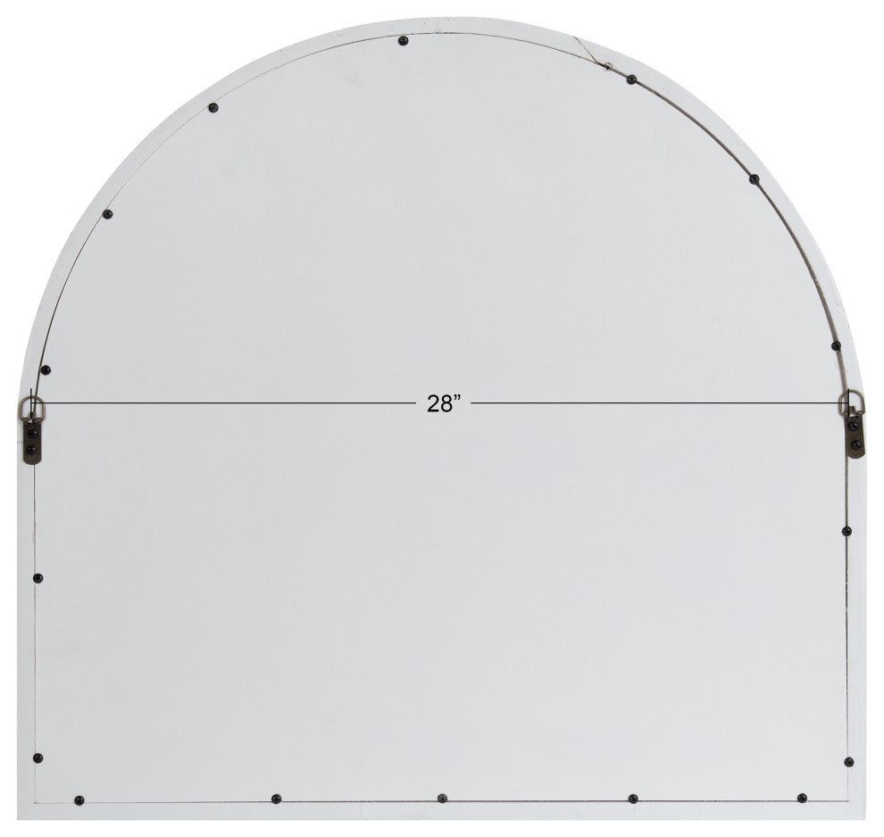 Boldmere Wide Arch Windowpane Mirror, White, 30"x29"