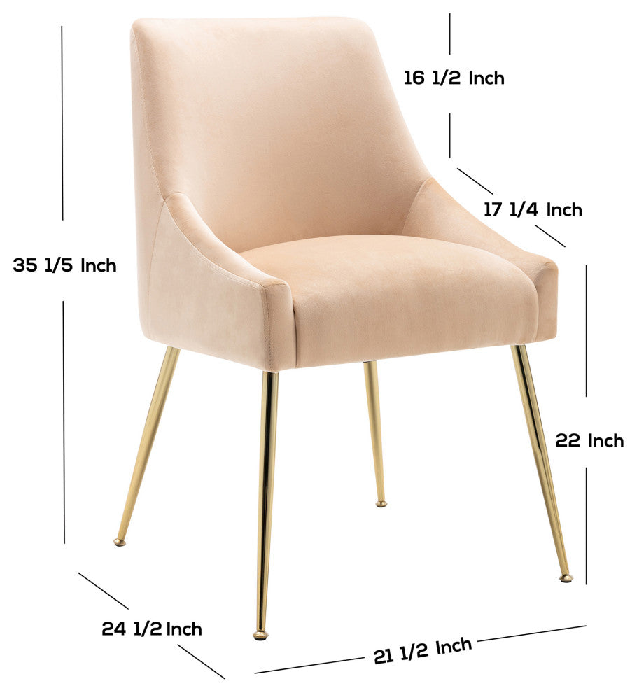 WestinTrends Upholstered Velvet Glam Accent Chair w/ Gold Metal Legs, Tan