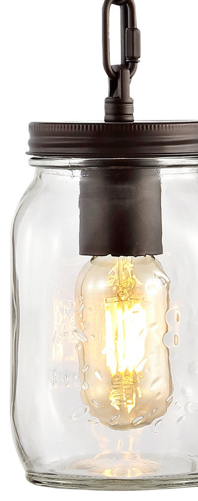 Gaines 1-Light Farmhouse Mason Jar LED Pendant, Oil Rubbed Bronze, Width: 5.5"