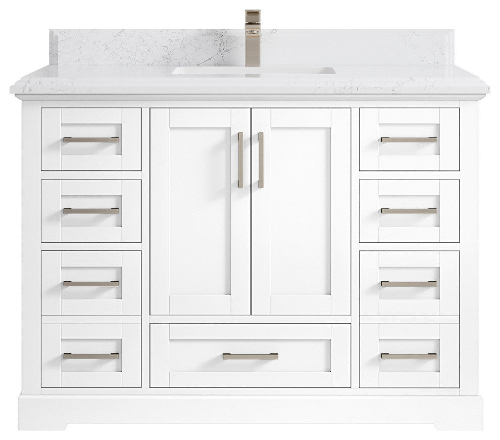 Boston 48 Single Sink Bath Vanity in White 1.5" Empira Quartz