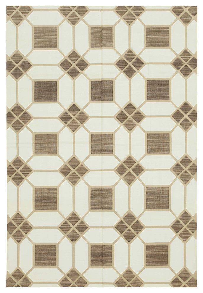 Rug N Carpet - Handmade Wool 5' 10'' x 8' 9'' Geometric Dhurrie Kilim Rug