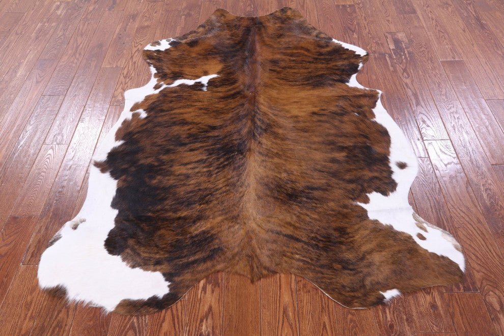 6' 6" X 5' 2" Brindle Natural Cowhide Rug C1803