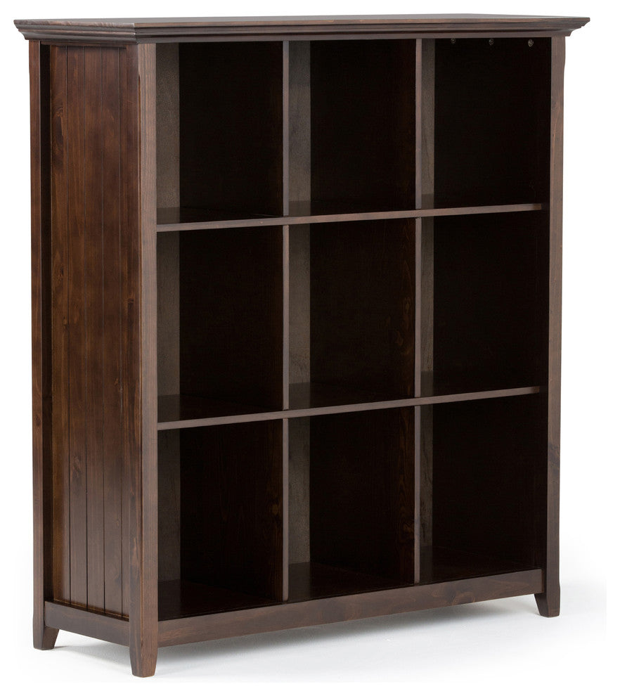 Acadian Solid Wood 48" X 44" 9 Cube Bookcase And Storage Unit In Brunette Brown