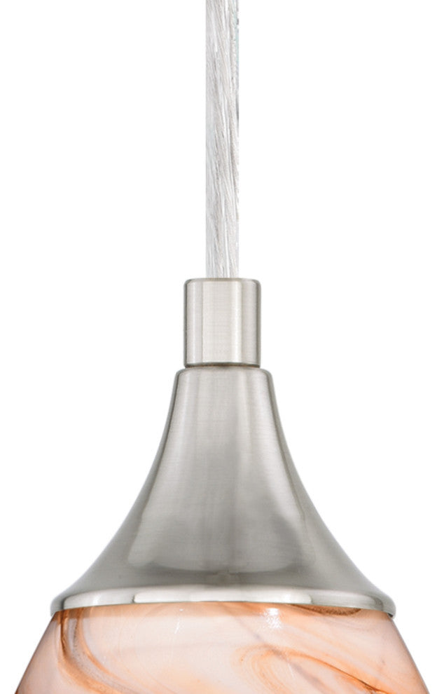 Milano 4.75" Mini Pendant Toffee Swirl Glass Satin Nickel