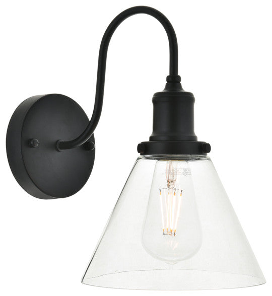 Histoire 1 Light Wall Sconce in Black & Clear Glass
