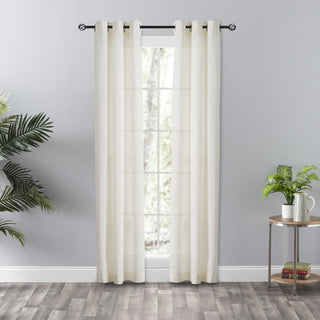 Serenity 80" x 84"  Striped Semi Sheer Grommet Panel Pair, Natural