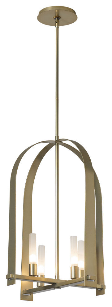 Triomphe 4-Light Pendant Frosted Glass, Modern Brass