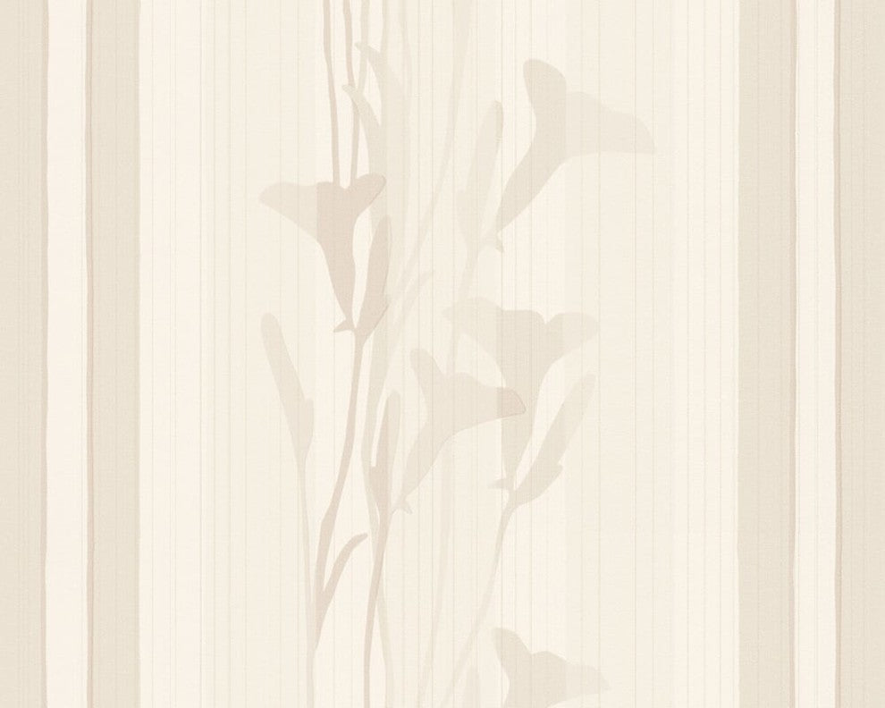 Caramello, Simple Caramel Striped Floral Wallpaper Roll Wall Decor